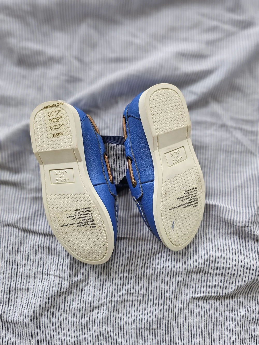 Janie and Jack Boys' Blue Moccasin Boat Shoes